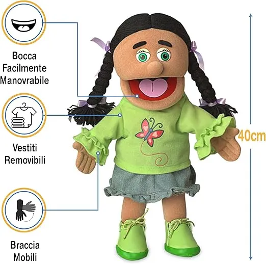 14" Jasmine, Hispanic Girl, Hand Puppet