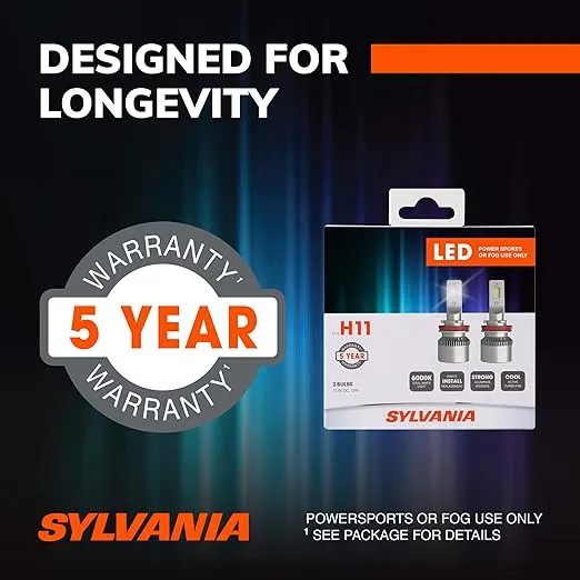 SYLVANIA H11 LED Powersport Headlight Bulbs for Off-Road Use or Fog Lights - 2 Pack