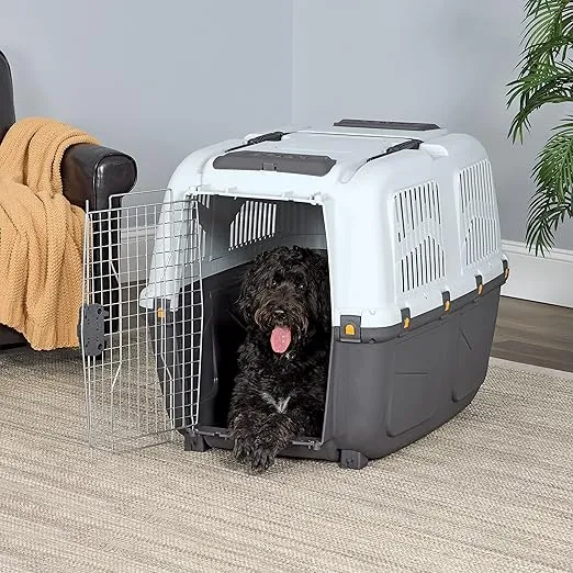 MidWest Homes for Pets Skudo Plastic Carrier, Ideal for Large Dog Breeds with an Adult Weight of 71-90 Pounds,Grey