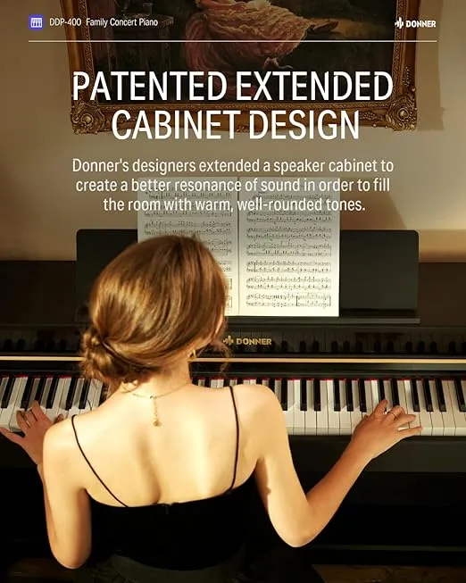 Digital Piano, Donner 88 Key Piano Weighted Keyboard, premium upright Keyboard Piano for Beginner Professional, Home Piano Full Size luxury Electric Keyboard with Headphone Power Adapter DDP-400