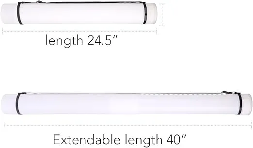 Transon Poster Documents Storage Tube 24"-40" Extendable for Artworks, Blueprints, Drafting and Scrolls Color White