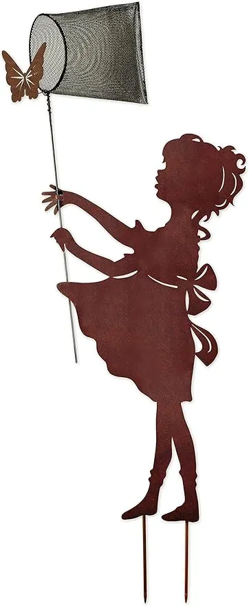 Sunset Vista Designs 93438 Classic Silhouette Girl Metal Yard & Garden Stake, Rust