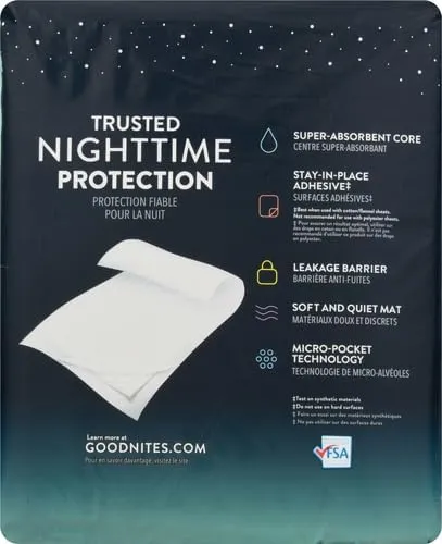 Goodnites Disposable Bed Pads/Mats for Bedwetting, 2.4 x 2.8 ft, 9 Ct