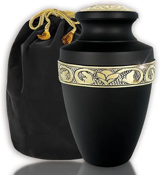 Trupoint Memorials Urn for Ashes Adult Male – Cremation Urns for Human Ashes Adult Female, Decorative Urns for Human Ashes, Urn for Ashes Women, Urns for Human Ashes Adult Man – Large, Grecian Black
