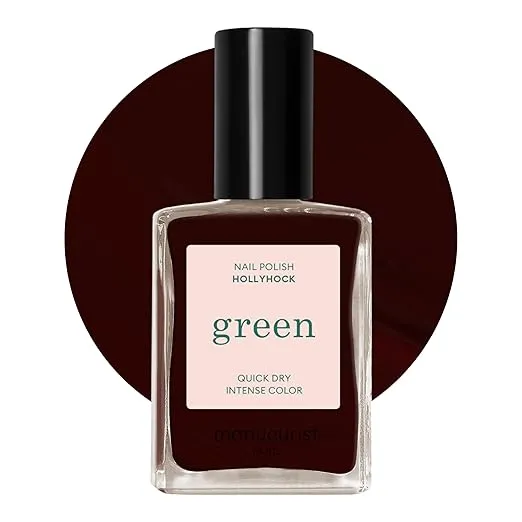 Manucurist • Green Nail Polish Hollyhock • Natural Classic Nail Polish 9-Free • Vegan and Plant-Based Nail Polish (74%) • Manicure & Nail Care • 0.5 fl oz (HOLLYHOCK)