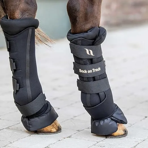 Back on Track Royal Quick Wraps Deluxe - Equestrian Sport Flexible Supportive Protective Horse Leg Wraps with Hook & Loop Closure, Pair, Black - 18" - XL