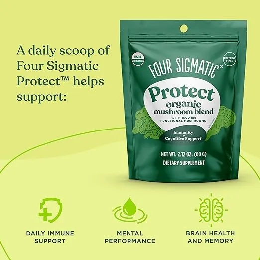 Mushroom Blend Defend Mix by Four Sigmatic | Organic Mushroom Powder Complex with Lion’s Mane, Cordyceps, Chaga, Reishi and More | Natural Immune Support Supplement | Vegan, Gluten-Free | 30 Servings