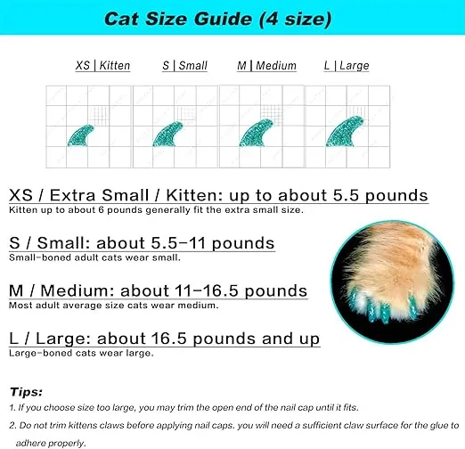 VICTHY 160pcs(16 Colors) Cat Nail Caps Cat Claw Caps Cat Nail Covers with Adhesives and Applicators (Medium)