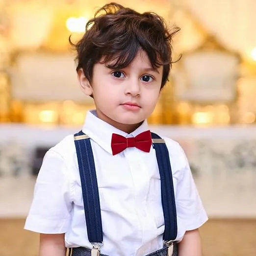 HOULIFE Boys Kids Pre-tied Bowtie Velvet Solid Color Formal Tuxedo Bow Tie for Toddlers Children Youths Dress Up