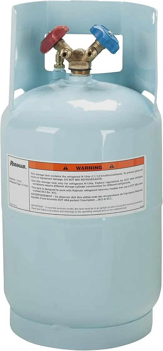 Robinair (34102) Refrigerant Tank for R-134a, refrigerant not included - 30 lbs. , Light Blue