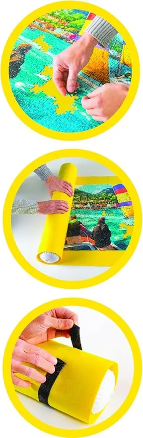 Ravensburger 17960 Puzzle Stow and Go | Portable Puzzle Mat for Easy Storage | Bright Yellow for Enhanced Contrast | Ideal for Puzzle Piece Sorting | Accommodates up to 1500 Pieces
