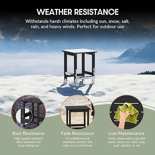 WestinTrends Outdoor Black Side Table, All Weather Poly Lumber Adirondack Small Patio Table Square End Table for Pool Balcony Deck Porch Lawn Backyard