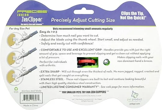 Zen Clipper Precise Safer Pet Nail Trimmer - Fully Adjustable Pet Nail Clipper for Dogs and Cats - Clips only The Amount of Nail You Chose Quick, Clean and Quiet Cut - Patented (Regular)