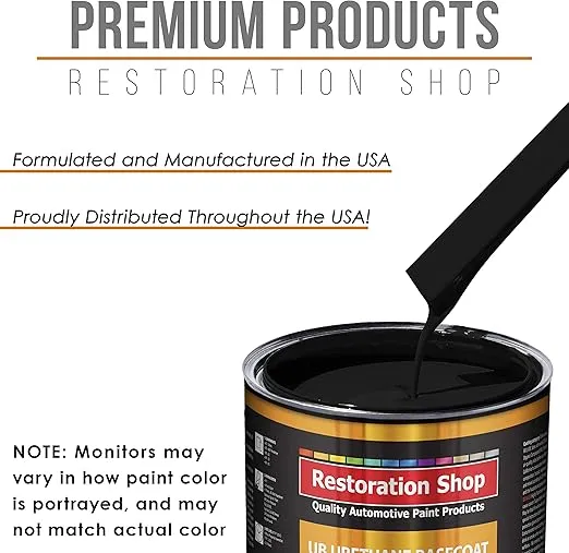 Restoration Shop - Jet Black Urethane Basecoat with Clearcoat Auto Paint - Complete Fast Gallon Paint Kit - Professional High Gloss Automotive, Car, Truck Refinish Coating