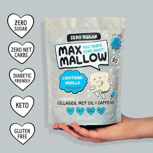 Know Brainer Max Mallow Variety Pack Guilt-Free & Zero Sugar Marshmallows - Low Carb, Zero Fat, Gluten-Free & Ketogenic Marshmallow Fueled with Collagen, MCT Oil & Prebiotic Fiber Pack of 6