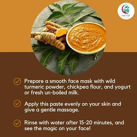 100% Pure Wild Turmeric Powder For Face | 8 Oz (227 grams) | Kasturi Manjal | Curcuma Aromatica | Amba haldi | Promotes Glowing Skin | By Yogi's Gift®