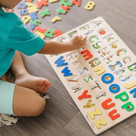 Melissa & Doug Upper & Lower Case Alphabet Letters Wooden Puzzle - 52 Pieces