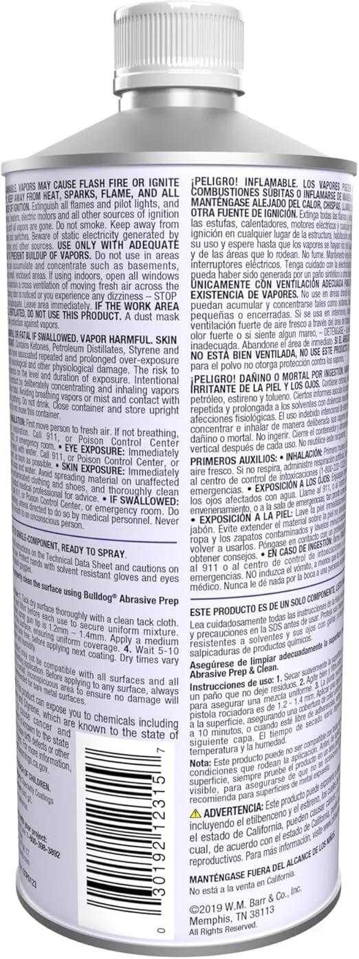 KLEAN-STRIP Bulldog Adhesion Promoter for Plastic, Metal, and Aluminum - Quick Dry No Mix for Paint Prep Jobs - Fills 320 Grit Scratches - 1 Quart