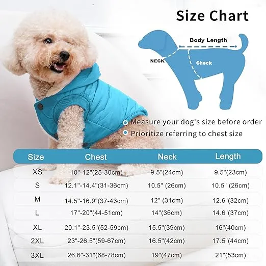 Vecomfy Fleece Lining Extra Warm Dog Hoodie in Winter,Small Dog Jacket Puppy Coats with Hooded,Light Blue S