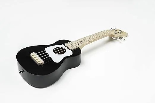 Loog Wood Soprano Ukulele for Kids & Beginners, App & Lessons, All Ages (Black)