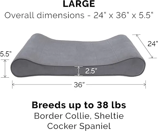 Furhaven Orthopedic Dog Bed for Large/Medium Dogs w/ Removable Washable Cover, For Dogs Up to 38 lbs - Microvelvet Luxe Lounger Contour Mattress - Gray, Large
