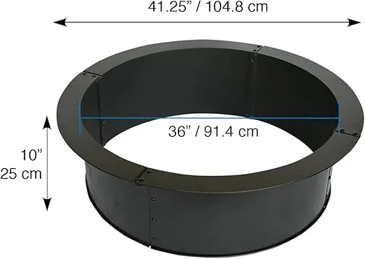 Blue Sky Outdoor Living 36" Round Heavy-Duty Steel Fire Ring, Portable Compact Outdoor Fire Ring, Black