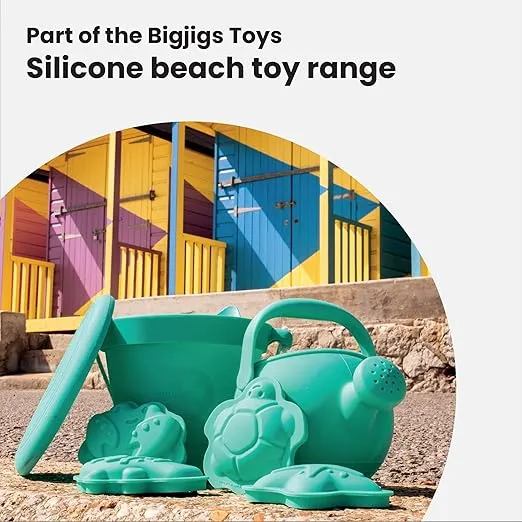 Bigjigs Toys Meadow Green 100% Silicone Childrens Watering Can - Temperature & Stain-Resistant Watering Can Kids, Easy Grip Handle, Sustainable Silicone Toys, Ideal Outdoor Toys & Beach Toys