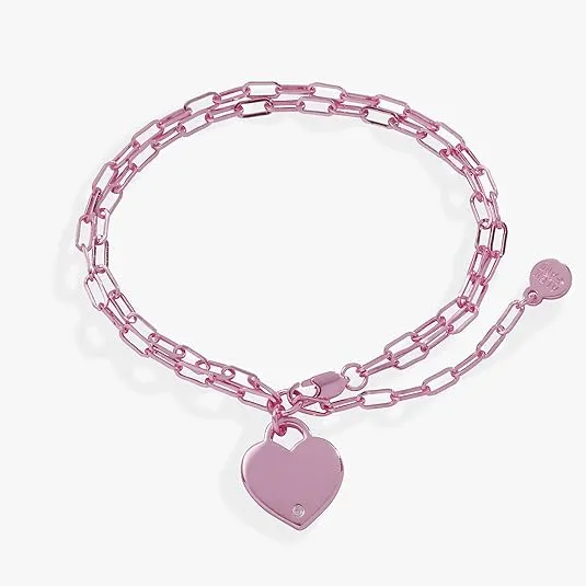 Alex and Ani AA784523SP,Heart Double Paperclip Chain Bracelet,Shiny Pink,Pink, Bracelets