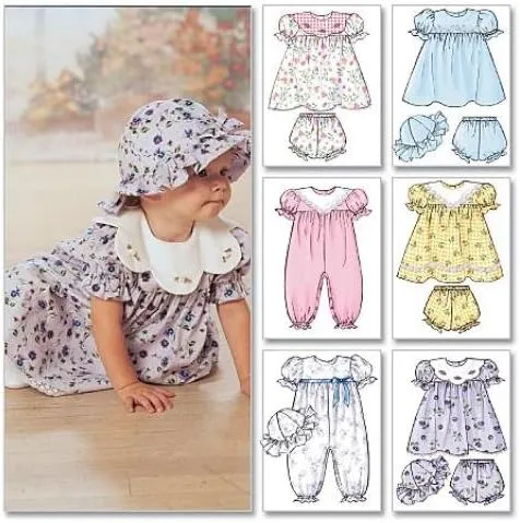 BUTTERICK PATTERNS B4110 Infants' Dress, Panties, Jumpsuit and Hat