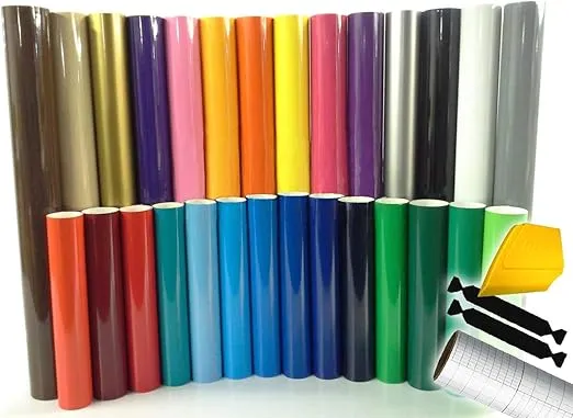 ORACAL 651 Multi-Color Vinyl Starter Kit 12" x 5ft Roll Bundle Including Toolkit & Transfer Paper Roll (10 Roll)