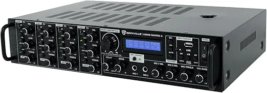 Rockville Home Matrix 4 4-Zone 8-Channel 600W Multi-Room/Source Receiver Amplifier, Bluetooth, USB, Optical, FM Radio, Includes Remote - Perfect for Home Audio, Restaurants, Offices, Schools