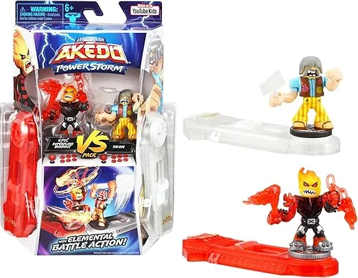 Legends of Akedo Powerstorm Versus Pack 2 Mini Battling Action Figures and 2 Battle Controllers Epic Superflare Burnout Versus Tie-Die