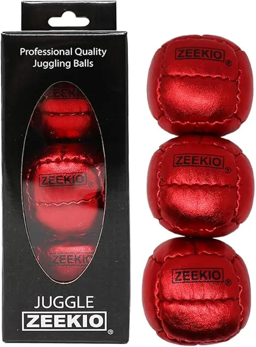 Zeekio Galaxy Juggling Balls - Metallic Series - Premium 12 Panel Genuine Leather Balls - 130g - 67mm - Pack of 3