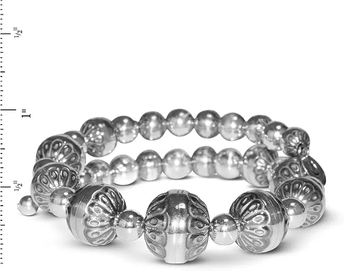 American West Jewelry Sterling Silver Women's Coil Wrap Bracelet Silver Native Pearls One Size Fits Most