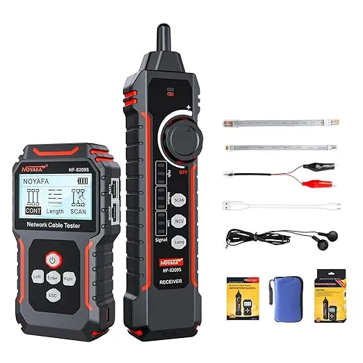 NOYAFA NF-8209S Network Cable Tester with PoE and NCV, Cable Length Test, Port Flashing, Multi-Function Trouble-Free Line Scan Mode, Line Tracer for CAT5, CAT6, LAN/Ethernet Tester,Cable Tracer Kit
