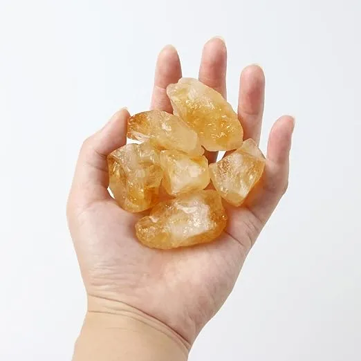 Citrine Crystals, Crystals and Healing Stones, Bulk Crystals, Rocks for Tumbling, Raw Crystals Bulk, Amathesis Crystal, Calcite Crystal for Decoration, Wicca, Reiki, Chakra and Energy(1LB)