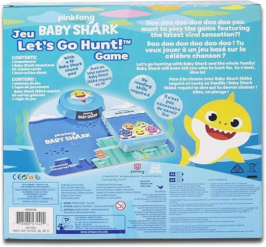 Pinkfong Baby Shark Let's Go Hunt Card Game Plays Baby Shark Song with 3D Sound Pad, for Families and Kids 3 and up