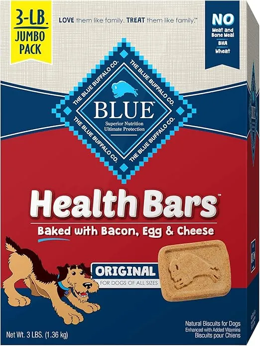 Blue Buffalo Health Bars Natural Crunchy Dog Treats Biscuits Bacon, Egg & Cheese 48-oz box