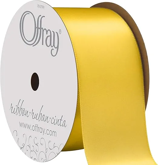 Berwick Offray 069684 1.5" Wide Single Face Satin Ribbon for Decoration and Crafts, 4-Yard Spool, Lemon Yellow