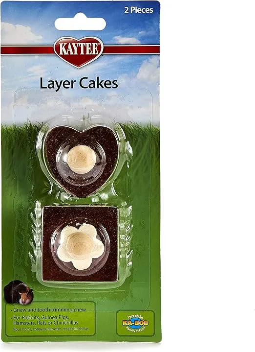 Kaytee Chew Toy Layer Cakes For Guinea Pigs, Hamsters, Rabbits, Pet Rats and Chinchillas, 2 Count