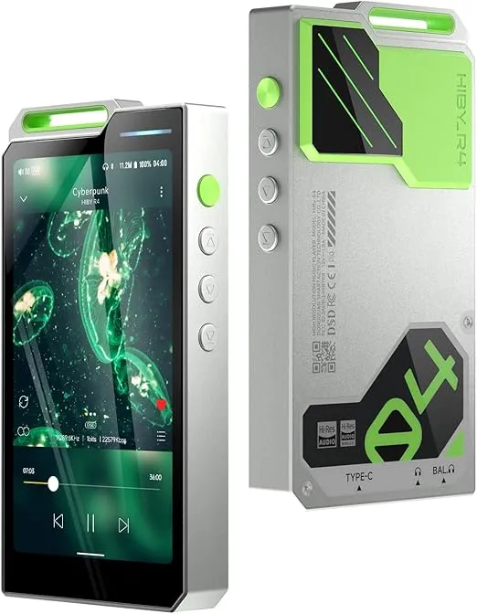 HiBy R4 mp3 & mp4 Players spotify Player with Bluetooth and WiFi 4-Way HiFi DAP Android 12 OS 3.5mm po+4.4mm bal 32G+2TB Scalable Memory