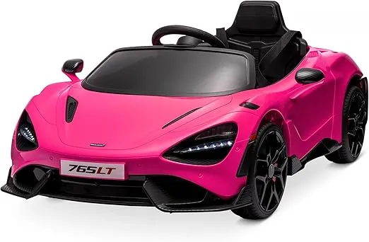 Kidzone Ride On 12V Licensed McLaren 765LT Car Kids Electric Vehicles 3-6 with Remote Control, 2 Speeds, Smooth Start, Suspension, Hydraulic Doors & Hidden Training Wheels - Pink