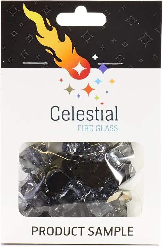 Celestial Fire Glass - Interstellar Gray - 1/2 Inch Reflective Tempered Fire Glass – 2 oz. Sample