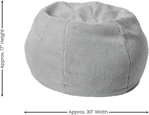 Flash Furniture Dillon Sherpa Bean Bag Chair, Classic Refillable Bean Bag Chair for Kids and Teens, Small, Gray