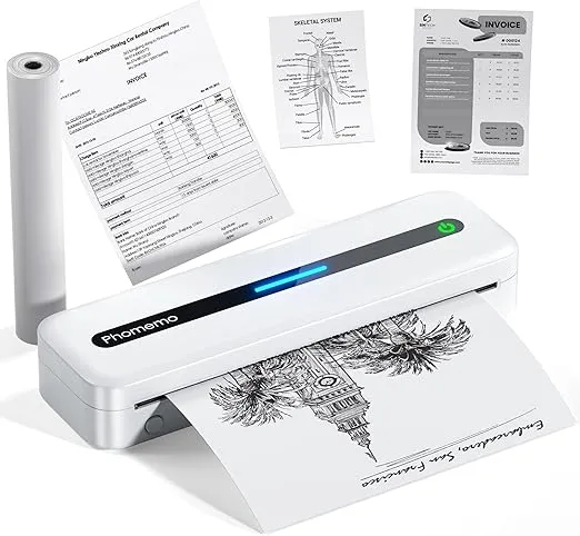 Phomemo M832 Portable Printers Wireless for Travel, Upgrade Bluetooth Thermal Printer, No Ink Printer Support 8.5'' x 11'' Letter & A4 Thermal Roll Paper, Compatible with Phone & Laptop
