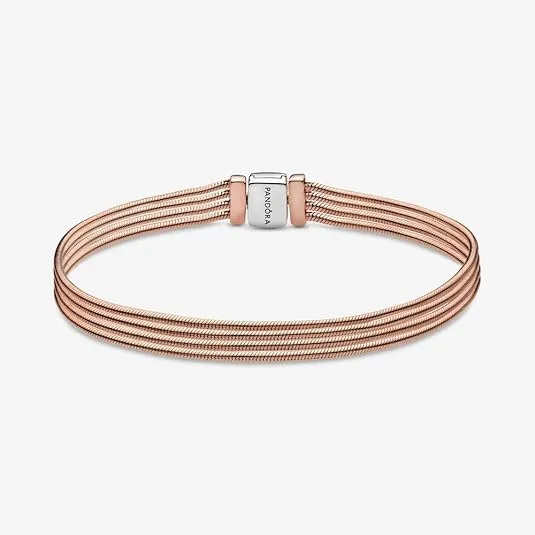 PANDORA REFLEXIONS Multi Snake Chain PANDORA Rose Charm Bracelet
