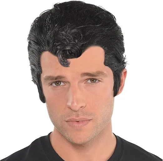 Suit Yourself Grease Danny Zuko Wig for Adults, One Size, Features Slicked Back Black Styling with a Front Curl