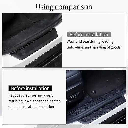 SINGARO Car Door Threshold Protection, 4PCS Door Edge Step Dust Shield Cover, Door Width 23.6x2.36inch Car/SUV Universal Rubber Scratch Resistant Exterior Accessories (Black)