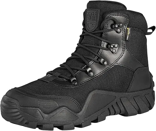 FREE SOLDIER Men's Waterproof Hiking Boots Tactical Work Boots Outdoor Lightweight Military Boots