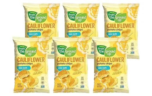 Real Food From The Ground Up Cauliflower Chips - 6 Pack Snack Bags (Sea Salt, 6 Pack)